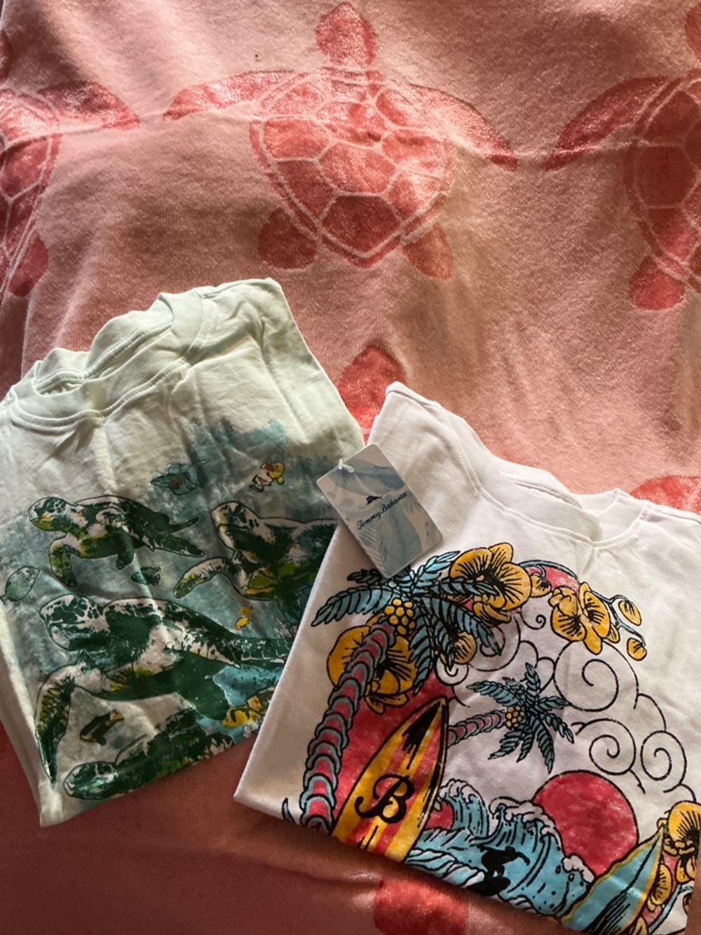 Tommy Bahama Sea Turtle Graphic Tee in White and Teal